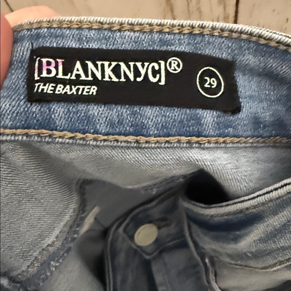 NWT Blank NYC The Baxter Ribcage Distressed Raw Denim Straight Leg Denim Jeans - Picture 5 of 5